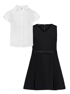 Nautica Little Girls 2-Piece Pleat Front Jumper and Stretch Poplin Shirt Set